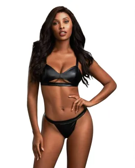 3 Piece Robe, Bralette & Thong Set - Small -  Black