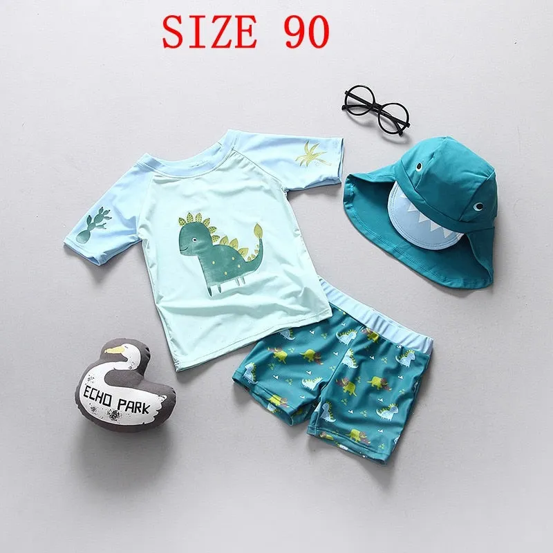 Baby Swimwear Dinosaur Print UPF50 Children&#39;s Swimsuit Separate Swimming Suit for Boy Bathing Clothes Toddler Boys Beachwear