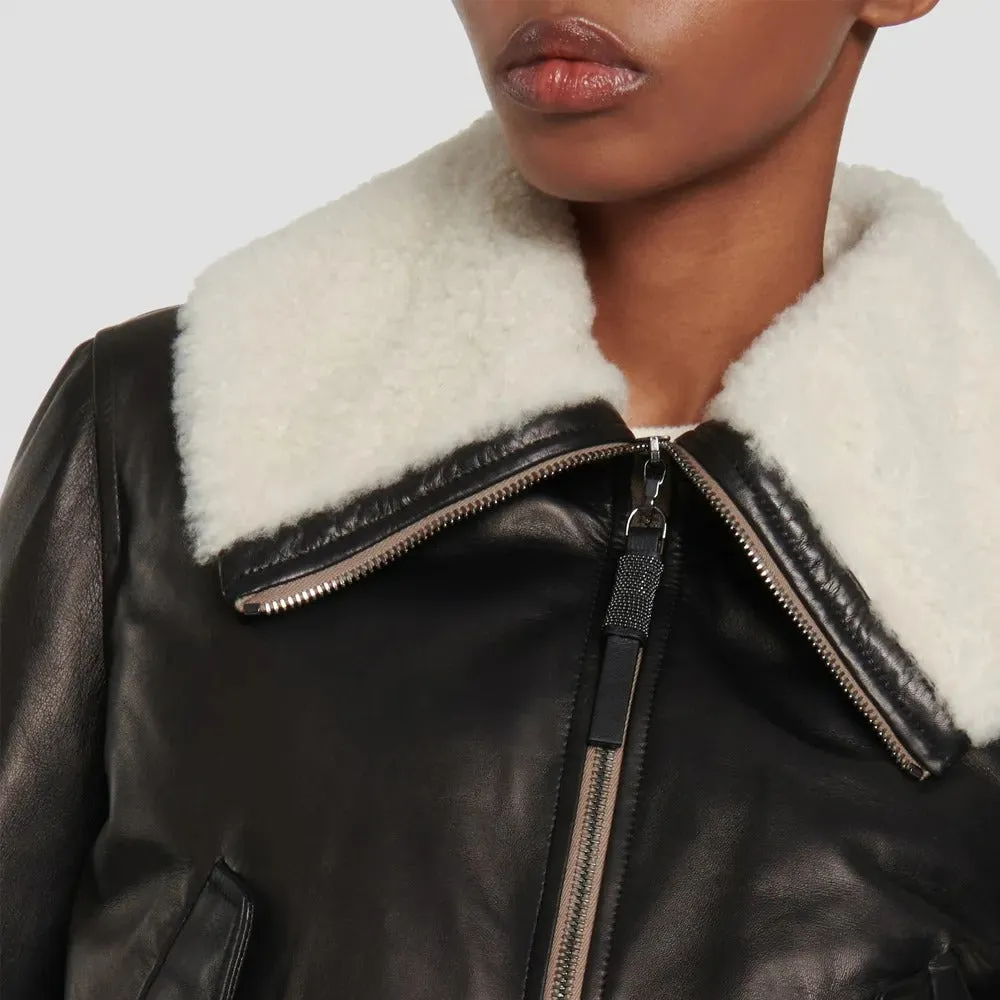 Black Aviator Jacket for Women