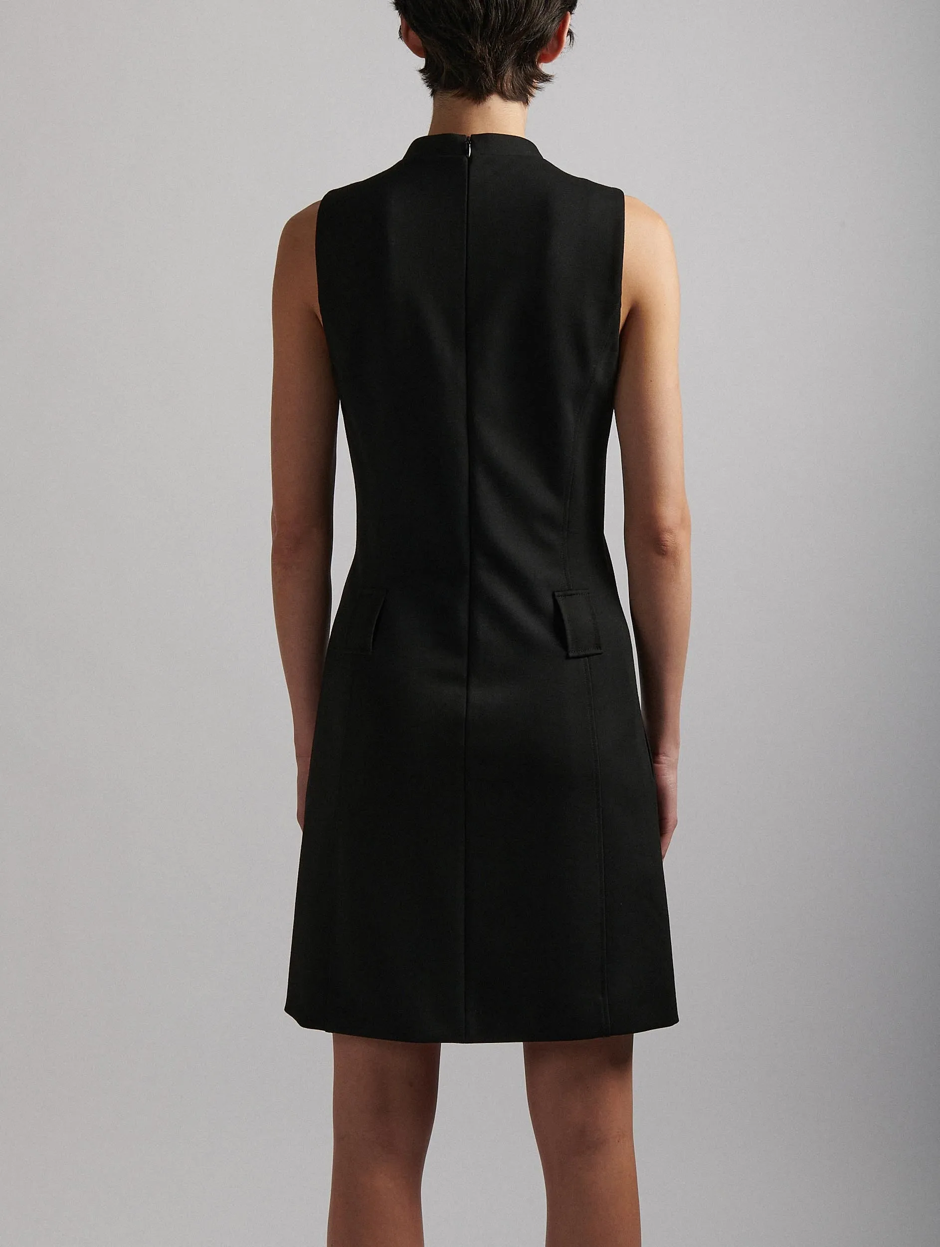 Black milano jersey pinafore dress