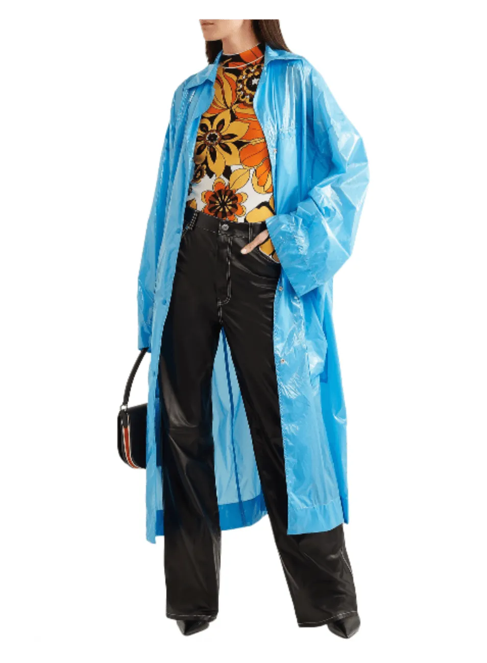 BRIGHT BLUE OVERSIZED VINYL RAINCOAT