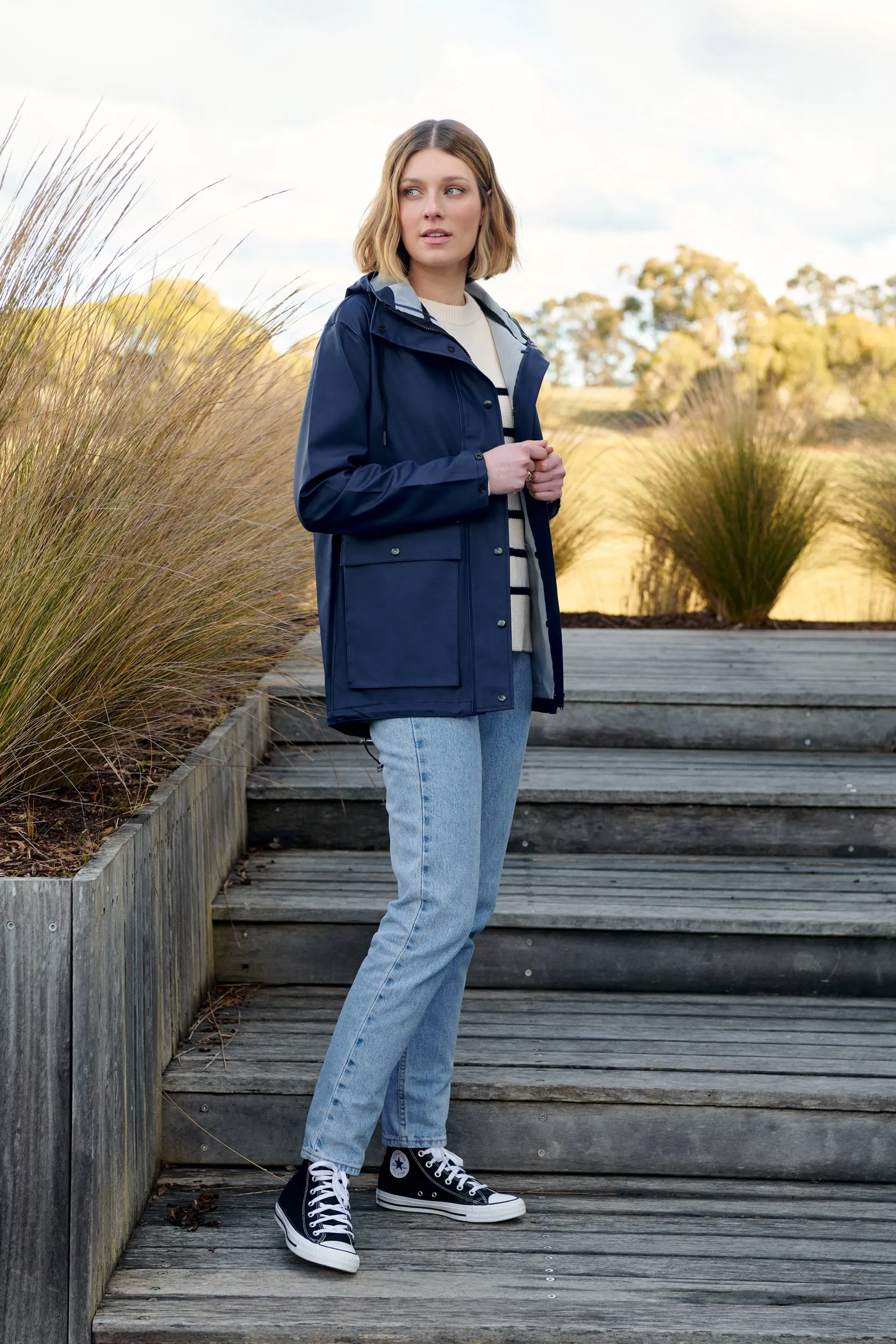 Bright Navy Raincoat