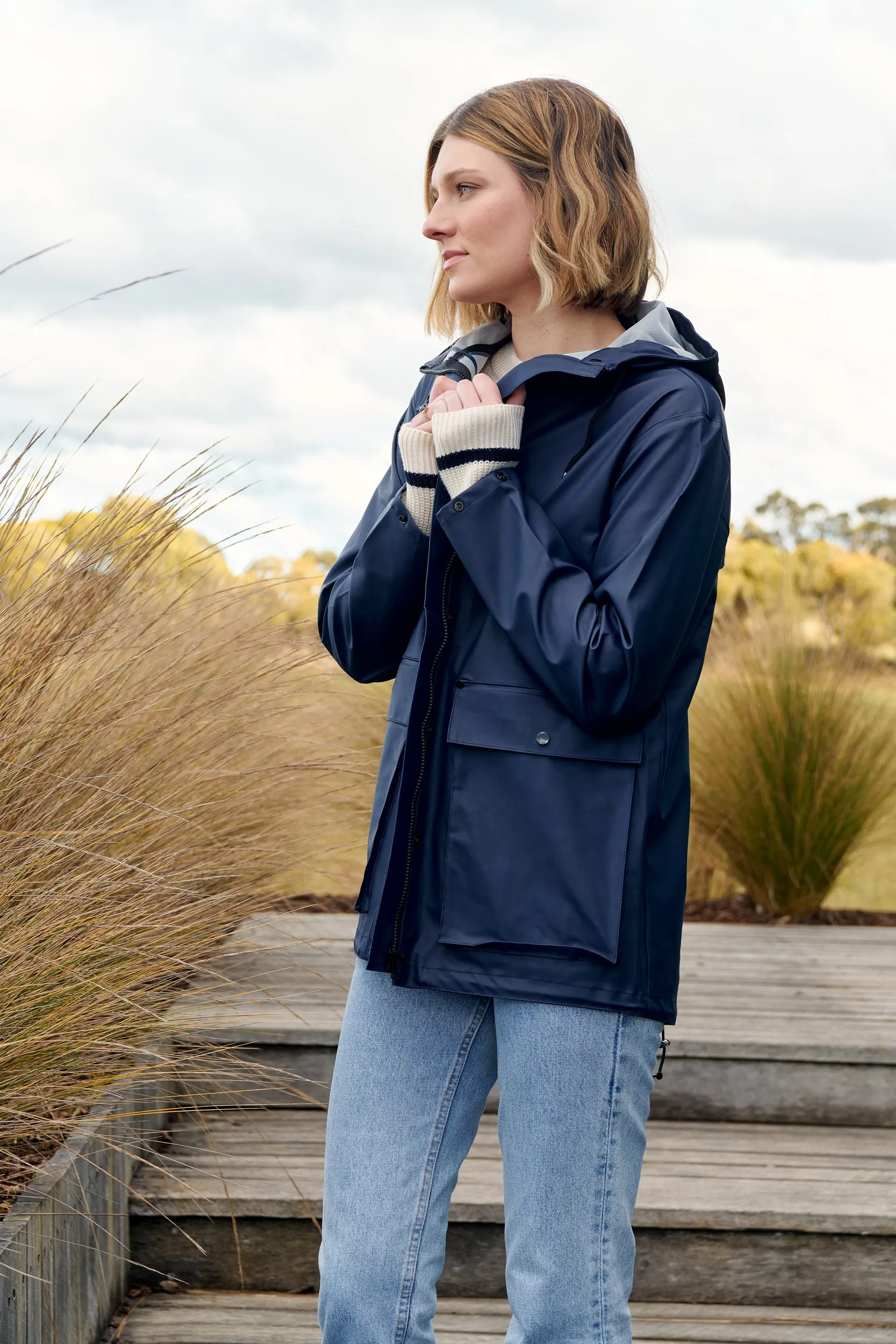 Bright Navy Raincoat