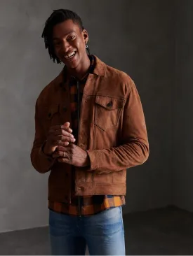 Classic Tawny Brown Suede Leather Jacket for Men