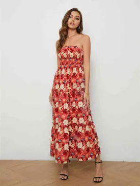 Floral Strapless Low-Back Dress