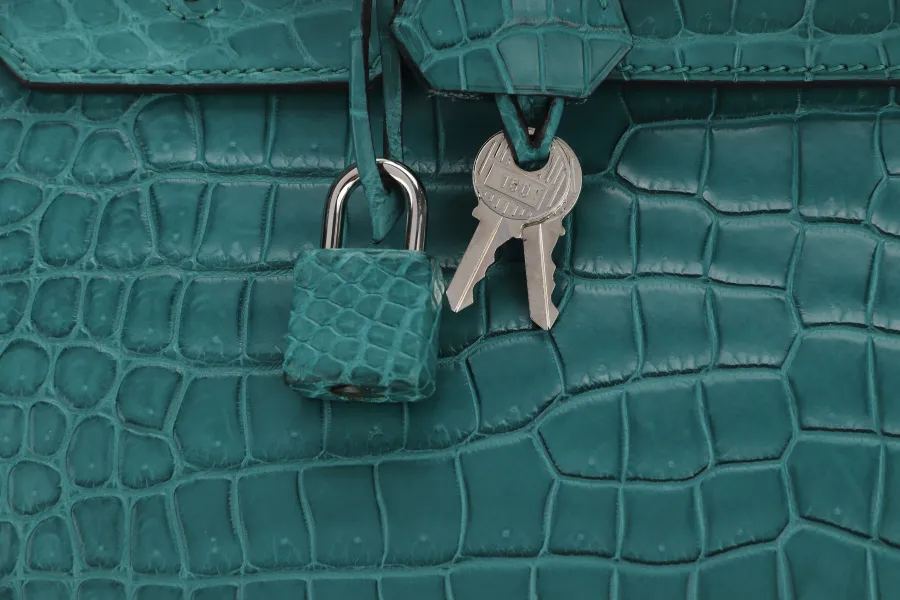 HERMES BIRKIN 35 MALACHITE MATTE POROSUS PALLADIUM HARDWARE STAMP T (2015) WITH LOCK&KEYS, DUST COVER AND RAINCOAT