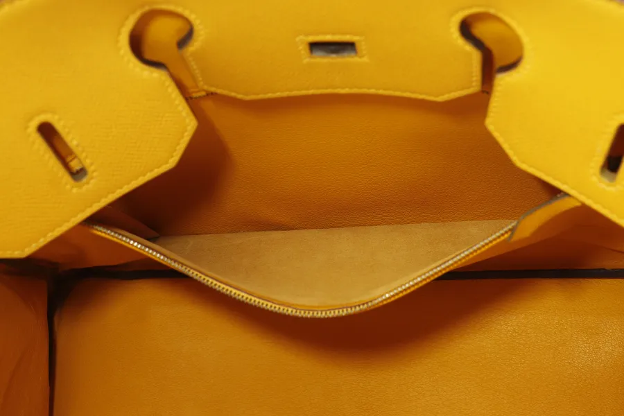 HERMES BIRKIN 35 (STAMP Z CIRCLE) YELLOW MUSTARD COURCHEVAL LEATHER GOLD HARDWARE WITH KEYS&LOCK, RAINCOAT & DUST COVER