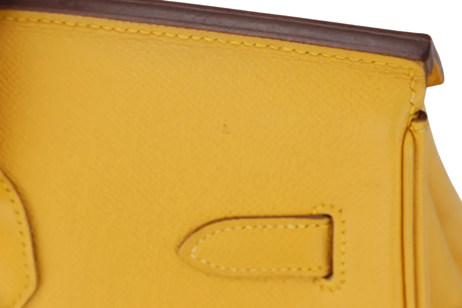 HERMES BIRKIN 35 (STAMP Z CIRCLE) YELLOW MUSTARD COURCHEVAL LEATHER GOLD HARDWARE WITH KEYS&LOCK, RAINCOAT & DUST COVER