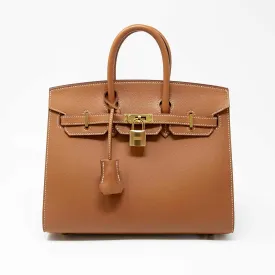 Madame 25 Hermes Birkin Bag in Luxurious Gold Epsom Leather