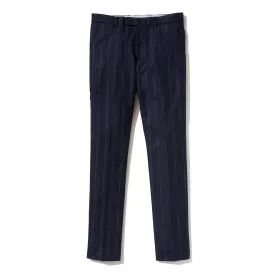 Italian Wool Flannel Dress Pants - Navy Stripe