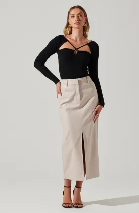 Karolyna Faux Leather Midi Skirt