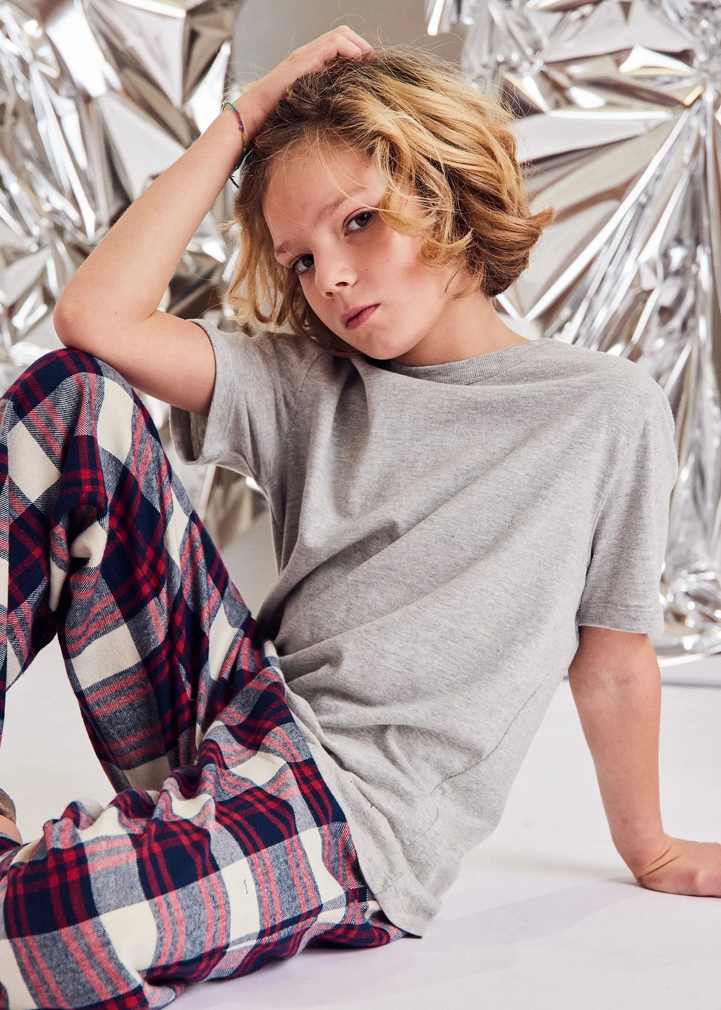 le pajama pants   t-shirt - navy cruz check