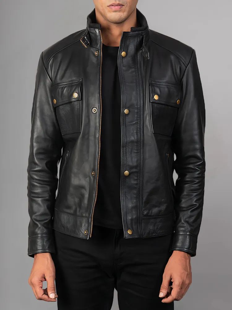 Mens Cafe Racer Distressed Brown Jacket