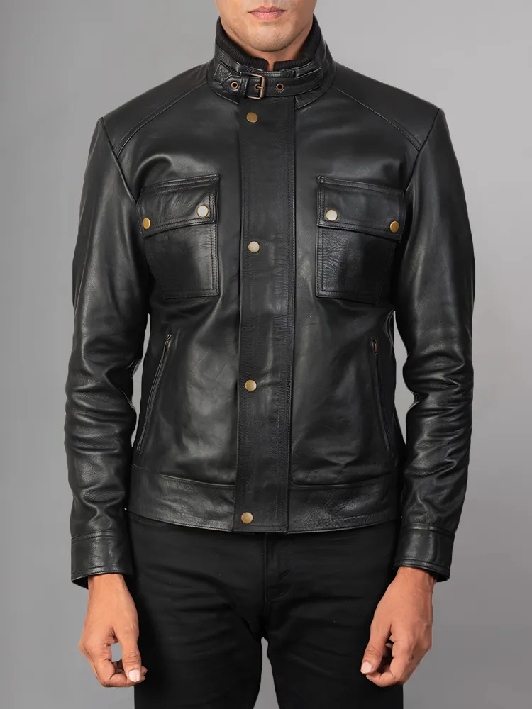 Mens Cafe Racer Distressed Brown Jacket