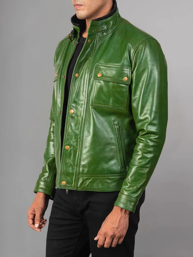 Mens Cafe Racer Distressed Brown Jacket