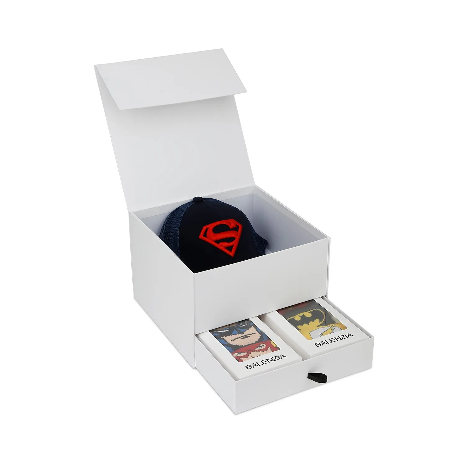 Men's Justice League | Superman Theme Gift Box | Socks and Cap | Officially Licensed