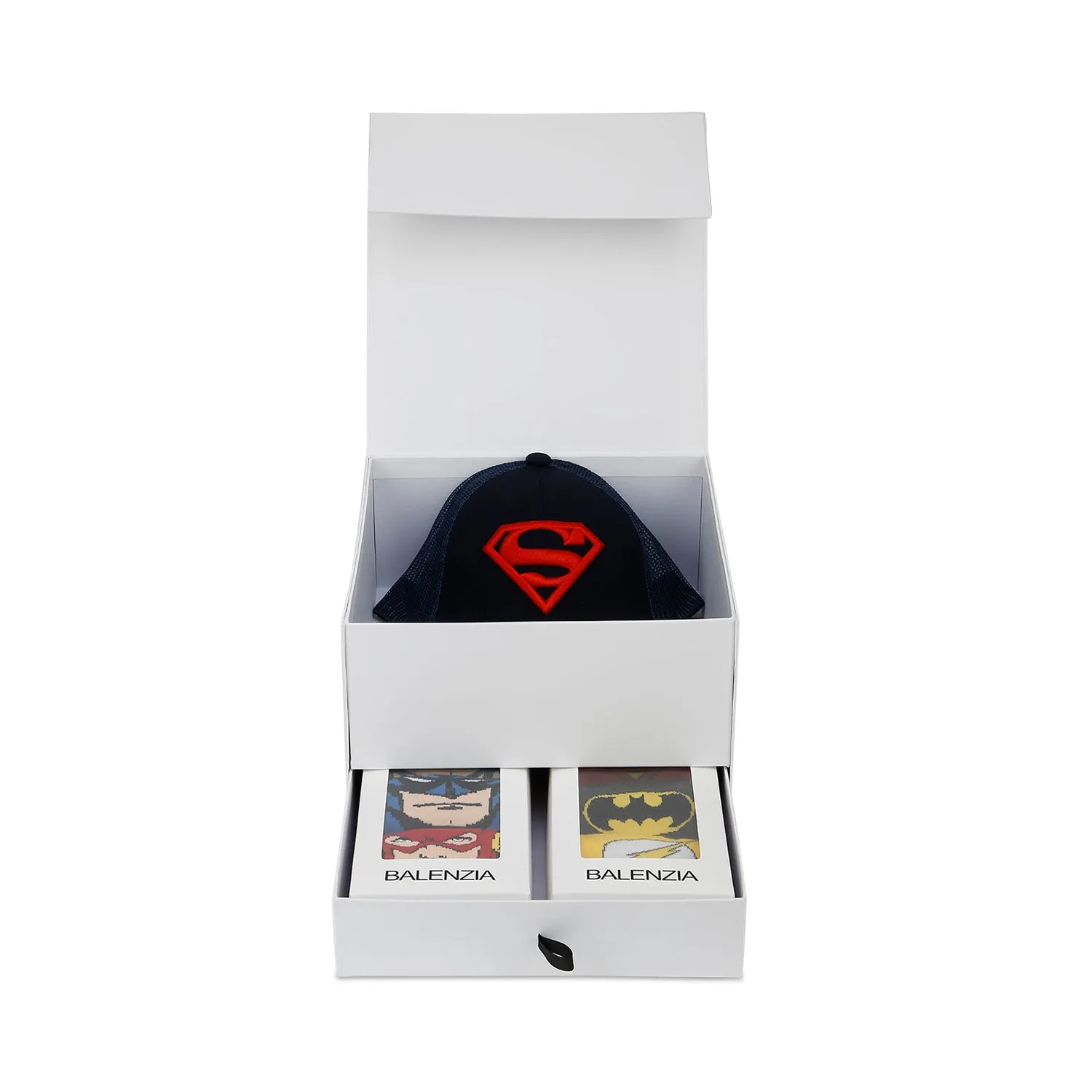 Men's Justice League | Superman Theme Gift Box | Socks and Cap | Officially Licensed