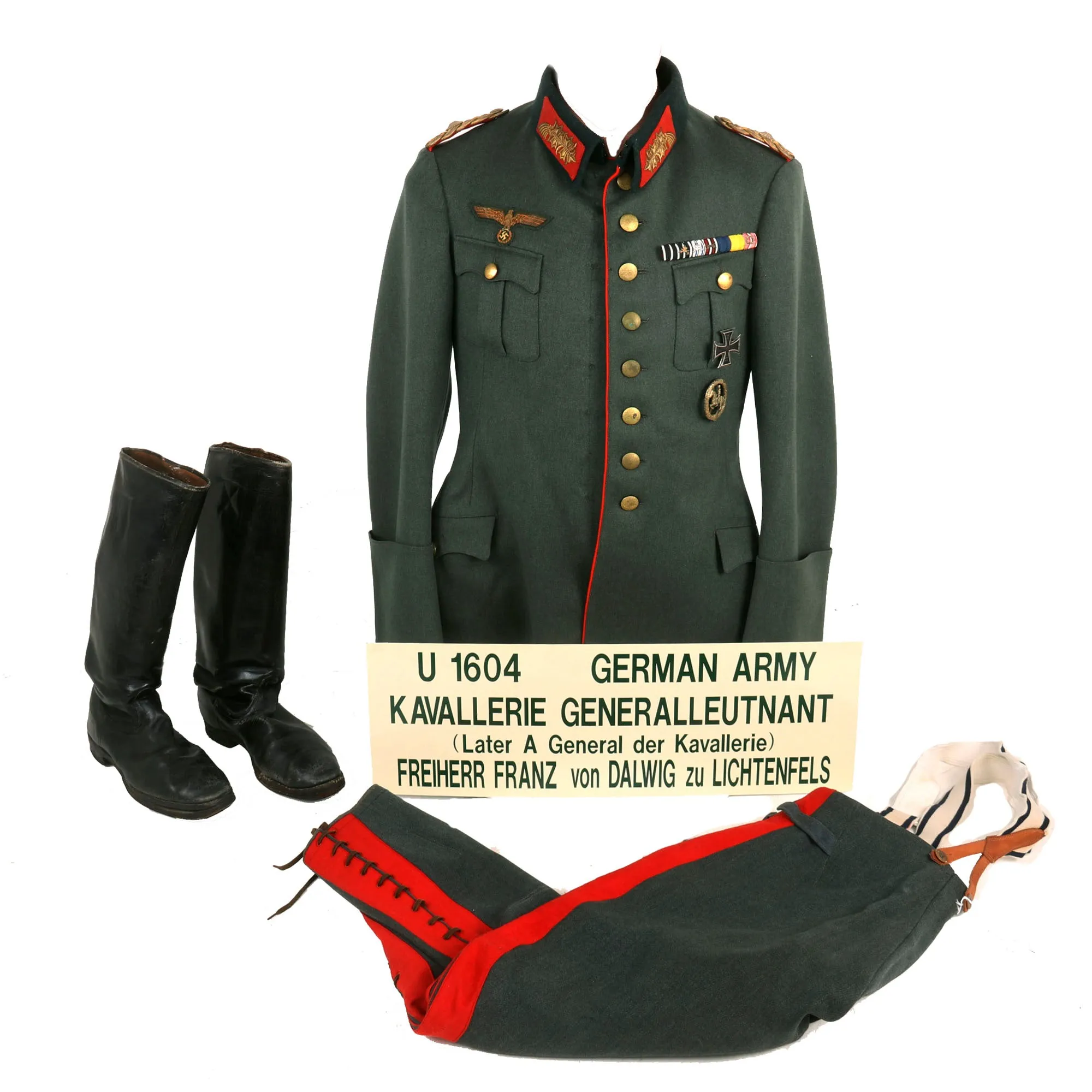 Original German WWII III Army Corps General der Kavallerie Baron Franz von Dalwigk of Lichtenfels Uniform Set - Formerly Part of the A.A.F. Tank Museum