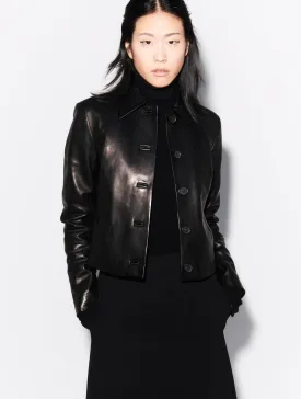 Short plongé leather jacket