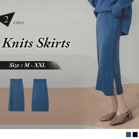 SIDE SPLIT KNITS MIDI SKIRTS