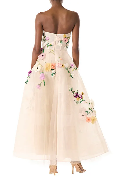 Strapless Floral Cocktail Dress