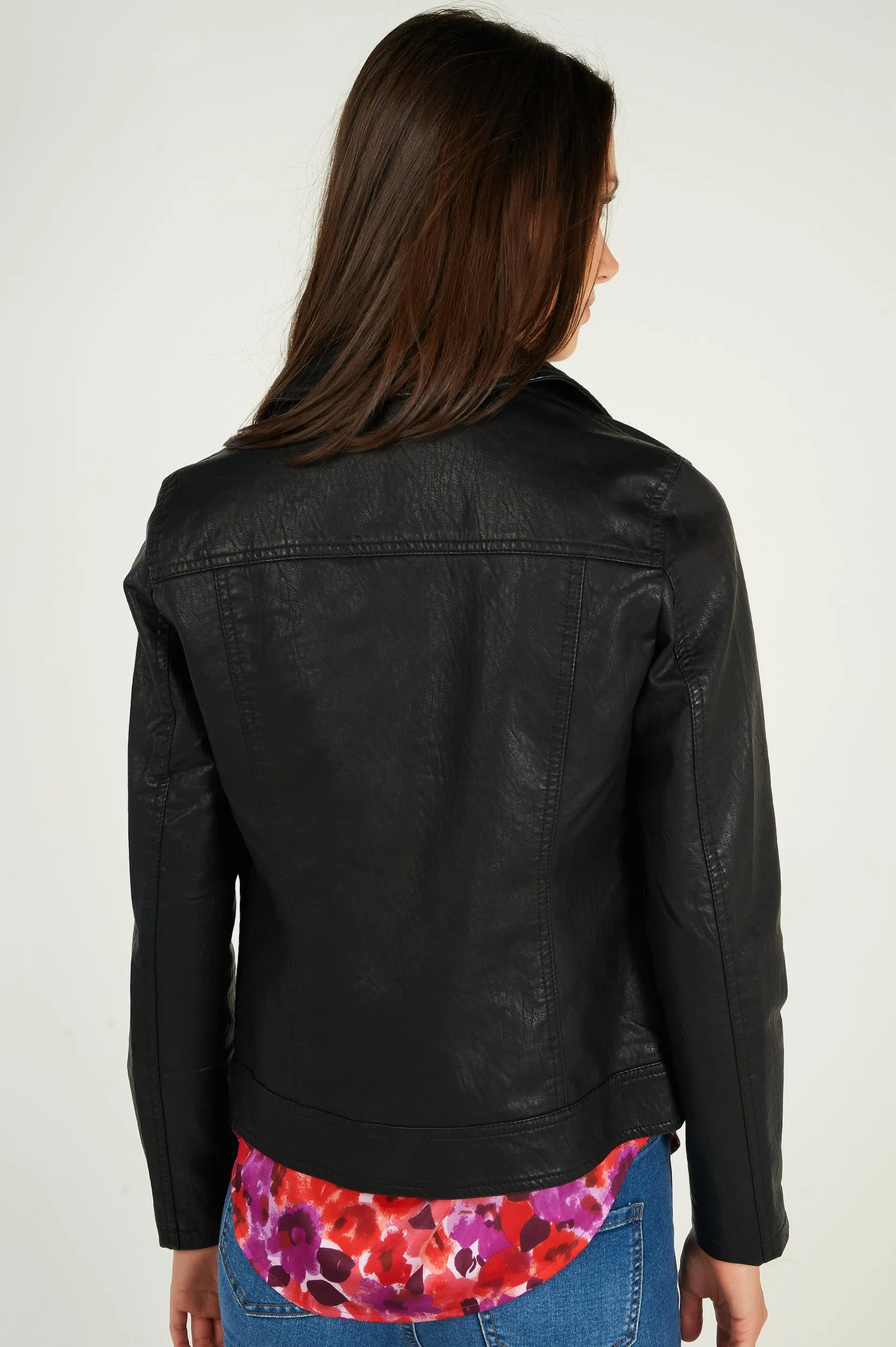 Veste moto en faux cuir - TRUDI-W2 - (E-B7)