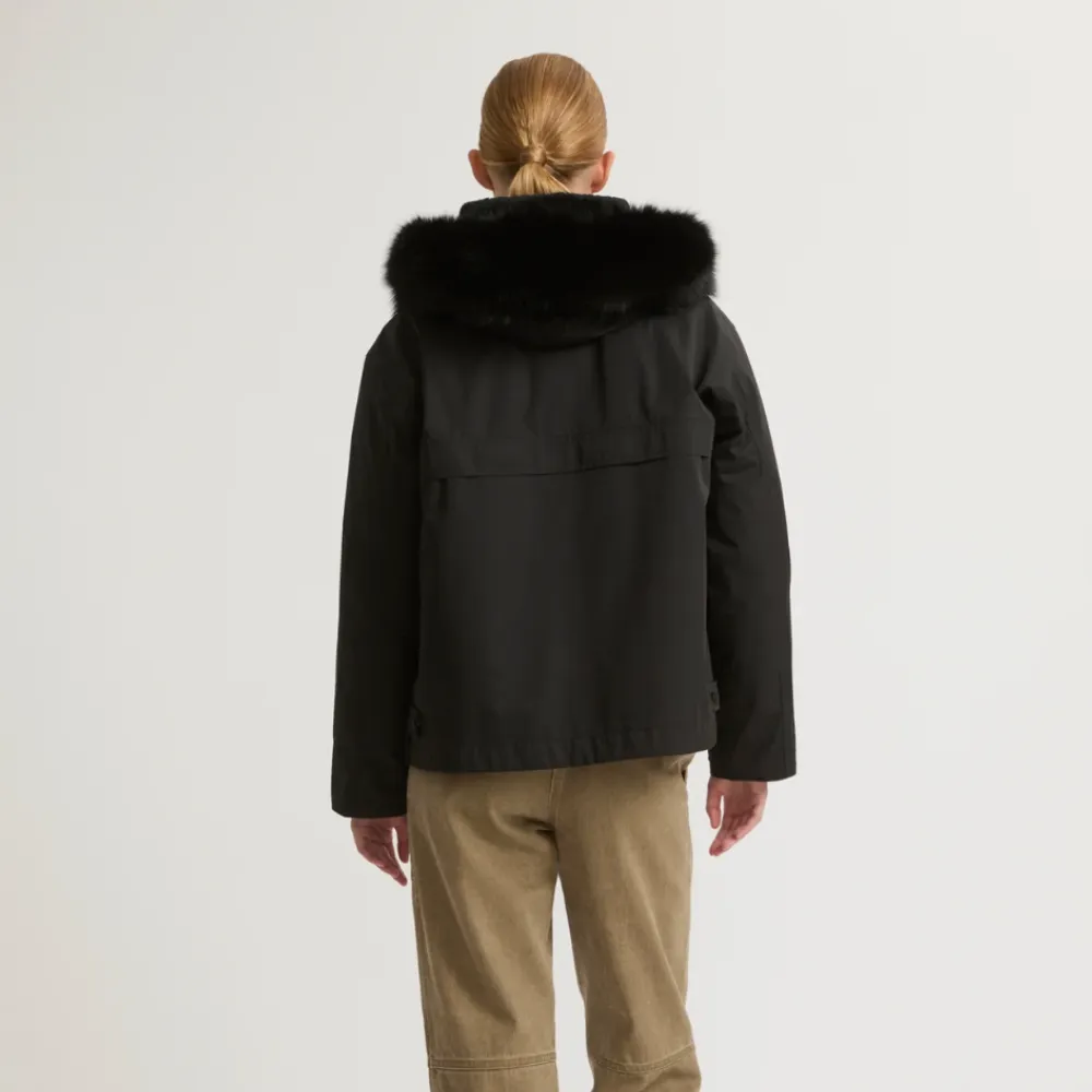 Yves Salomon Cropped Parka - Noir